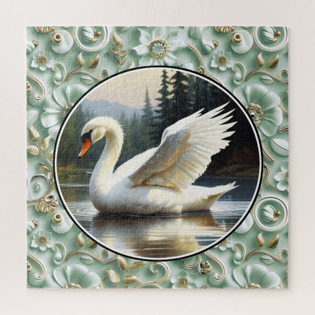 Swan Glides Gracefully on Lake Puzzle (Vertikal)