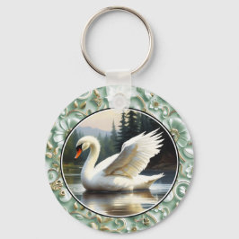 Swan Glides Gracefully on Lake Schlüsselanhänger