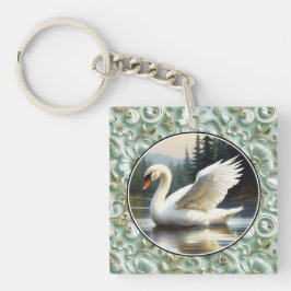 Swan Glides Gracefully on Lake Schlüsselanhänger