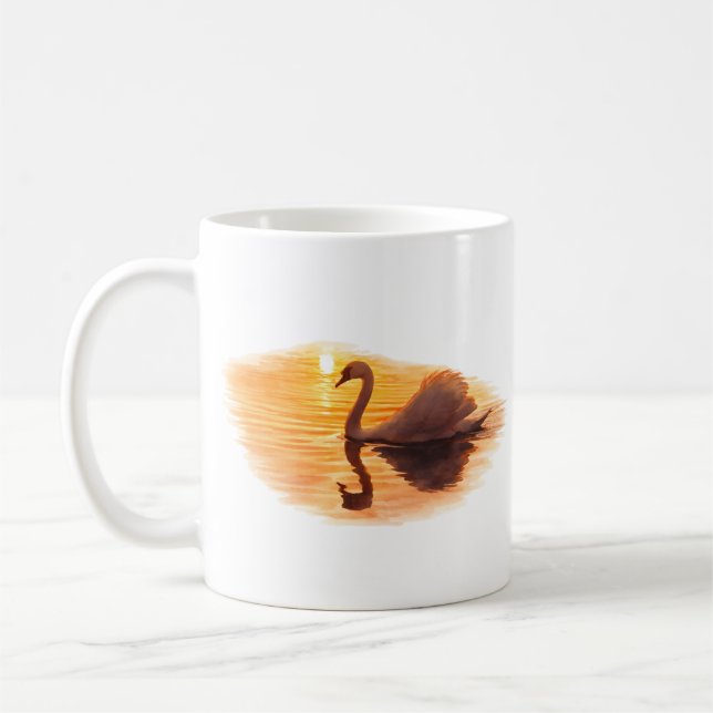 Swan Gliding at Sunset Kaffeetasse (Links)