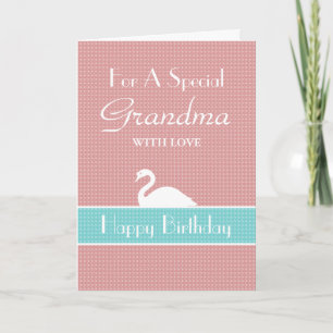 Swan Happy Birthday Card - Rosa Karte