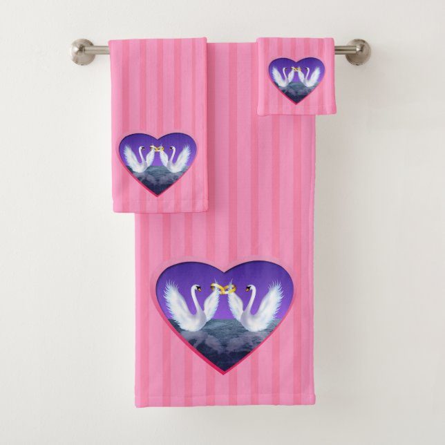 Swan-Hochzeit Badhandtuch Set (Insitu)
