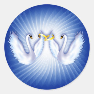 Swan-Hochzeit Runder Aufkleber