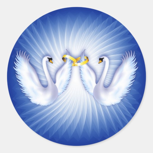Swan-Hochzeit Runder Aufkleber (Vorderseite)