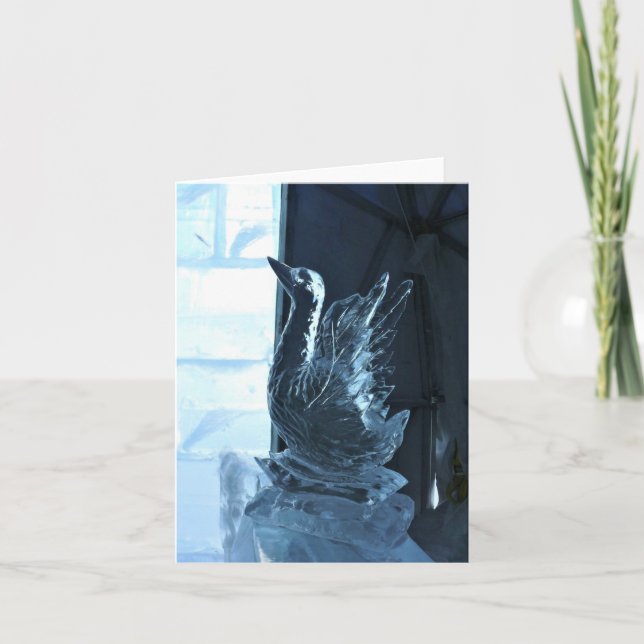 Swan Ice Sculpture, Quebec, Kanada Dankeskarte (Vorderseite)