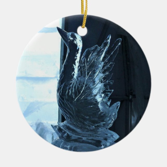 Swan Ice Sculpture, Quebec, Kanada Keramik Ornament (Vorne)