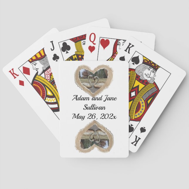 Swan in Brown Heart Gastgeschenk Hochzeit spielen  Spielkarten (Rückseite)