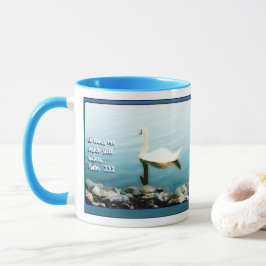 Swan in Lake Psalm 23:2 11 Blaue Tasse