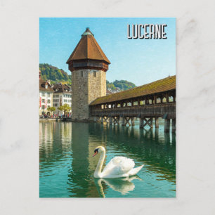 Swan in Luzern Schweiz Reise Postkarte