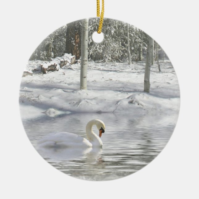 Swan in the Snow Christmas Ornament (Vorne)