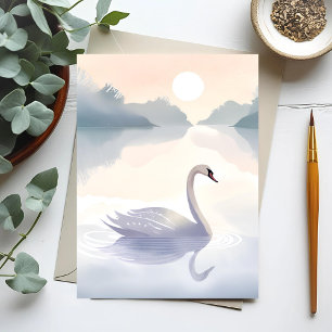 Swan Lake   Aquarellfarbene, helle Malerei Postkarte