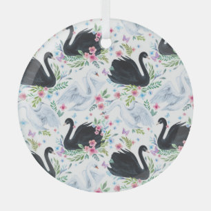 Swan Lake: Aquarellpastellmuster Ornament Aus Glas