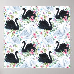 Swan Lake: Aquarellpastellmuster Poster