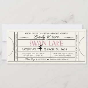 Swan Lake Birthday Party Ticket Einladung