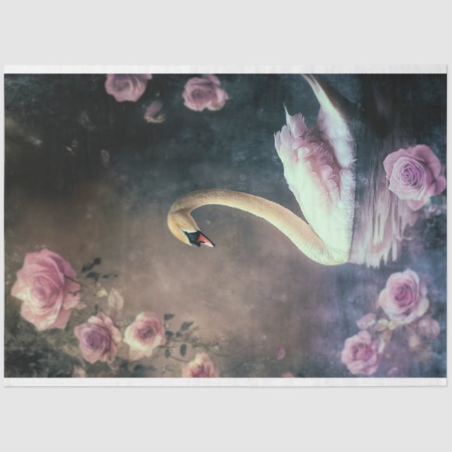 Swan Lake Fantasy, Moody Ethereal & Floral Seidenpapier (Vorderseite)