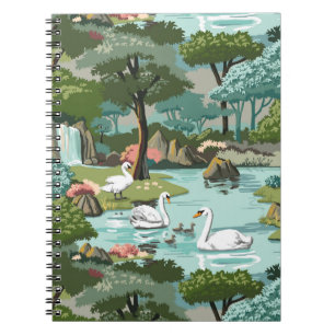 Swan Lake Retro Style Paint by Number Notizblock