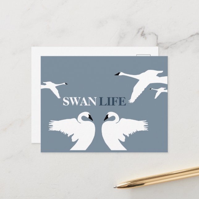 Swan Life, Elegante Swan Postkarte (Vorderseite/Rückseite Beispiel)