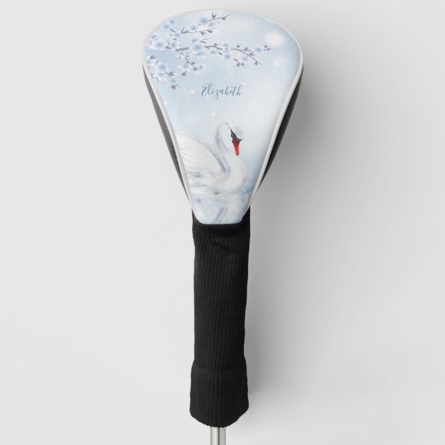 Swan Light Blue Monogram Golf Headcover (Vorderseite)