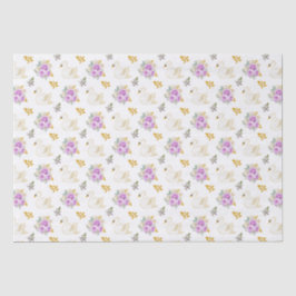 Swan Lila und Gold Floral Rose Seidenpapier