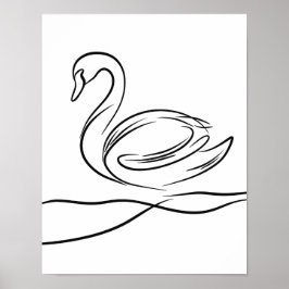 Swan Line Art Poster | Irish River Wildlife