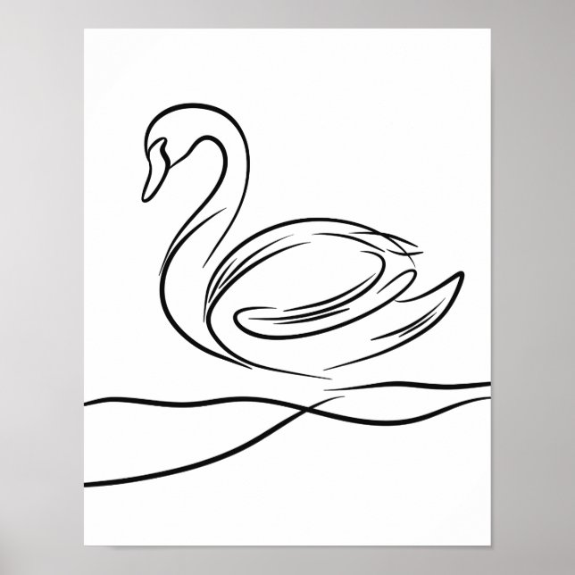 Swan Line Art Poster | Irish River Wildlife (Vorne)