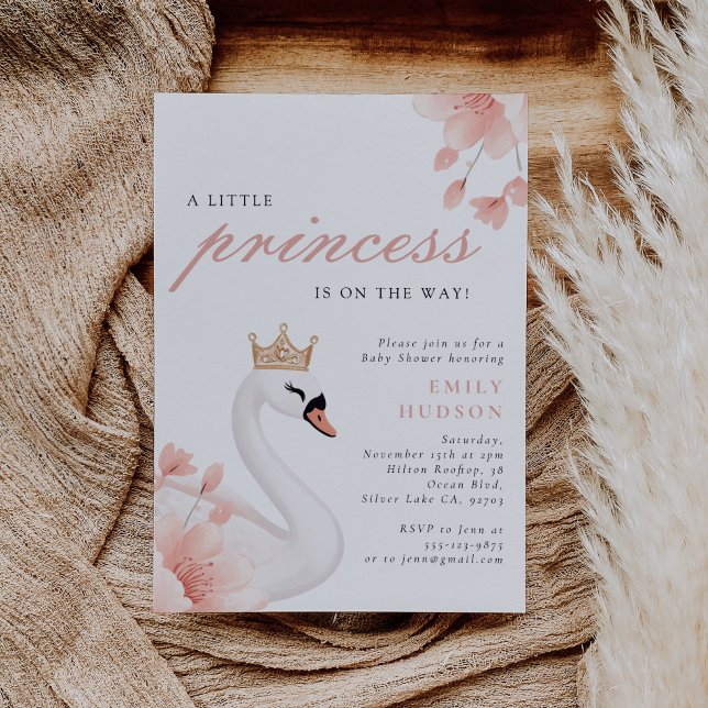 Swan Little Princess Baby Shower Einladung (Von Creator hochgeladen)
