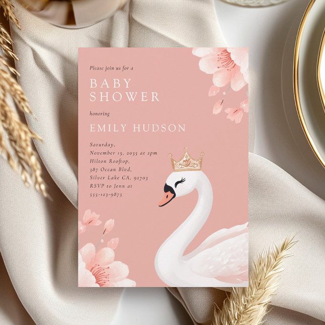 Swan Little Princess Baby Shower Einladung (Von Creator hochgeladen)