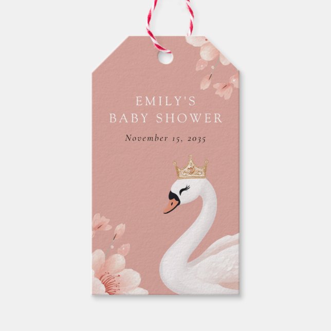 Swan Little Princess Baby Shower Geschenkanhänger (Vorderseite)