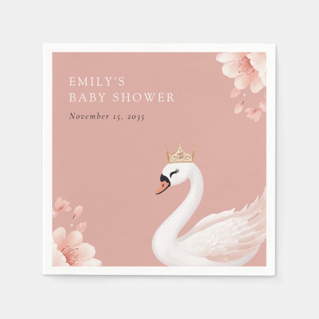 Swan Little Princess Baby Shower Serviette (Vorderseite)