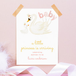 Swan Little Princess Wasserfarbe Pink Babydusche Poster
