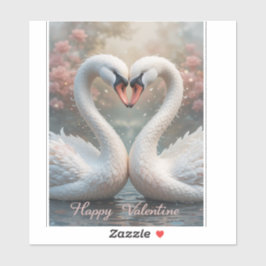 Swan Love Valentine Elegant Romantic Bird Aufkleber