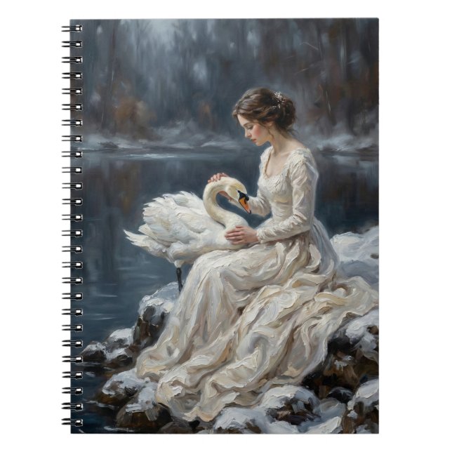 Swan Maiden Winter Lake Romance Fantasy Art Notizblock (Vorderseite)