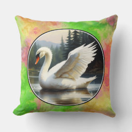 Swan mit ausgestreckten Flügeln gleiten über den T Kissen