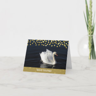 Swan mit Gold Hearts Dankeskarte
