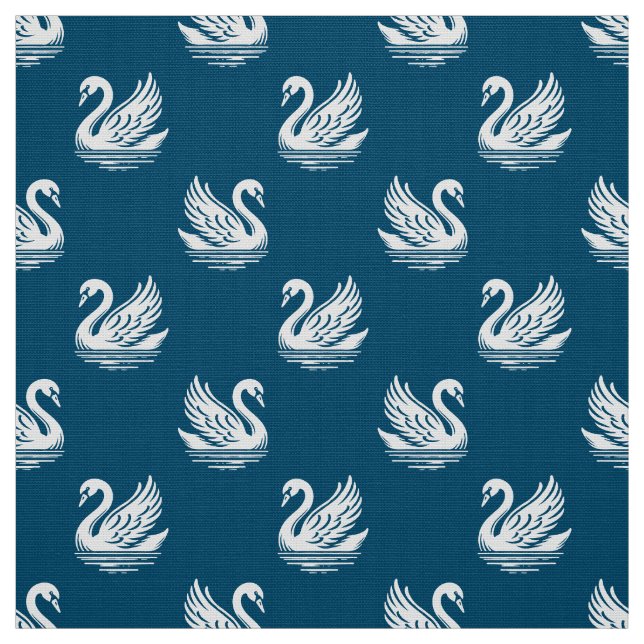 Swan Muster 02 - Weiß auf Ocean Blue Stoff (Muster)