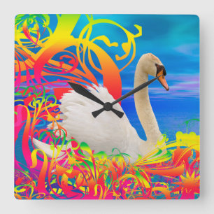 Swan Nest Quadratische Wanduhr