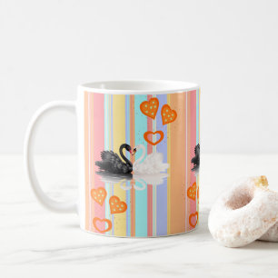 Swan Orange Hearts Stripe Tasse