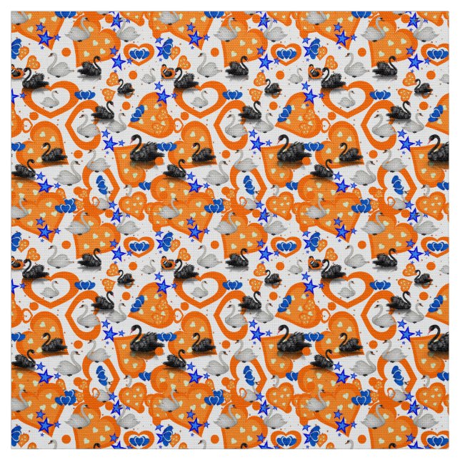 Swan Orange Herz Fabric Stoff (Muster)