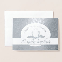 Swan Paar Zinn 10. Hochzeitstag Karte