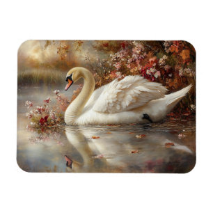 Swan Pastel Autumn Foliage Painting Magnet