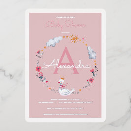 Swan Pink Baby Dusche Einladung