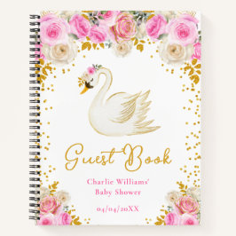 Swan Pink Gold Rose Baby Showroom Gästebuch Notizbuch