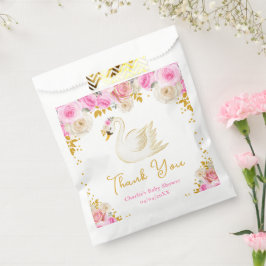 Swan Pink Gold Rose Kinderdusche Vielen Dank Geschenktütchen