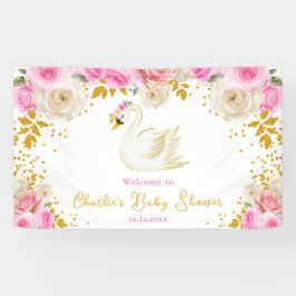 Swan Pink Gold Rose Kinderdusche Willkommen Banner
