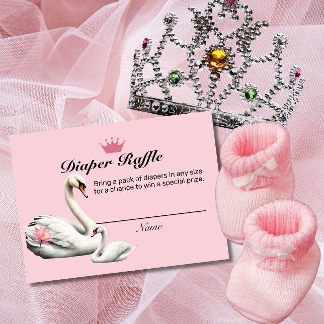 Swan Pink Lotus Floral Baby Dusche Windel Windeln  Begleitkarte (Von Creator hochgeladen)