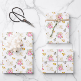 Swan Pink und Gold Rose Geschenkpapier Set