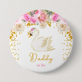 Swan Pink und Gold Rose Papa zu sein Button
