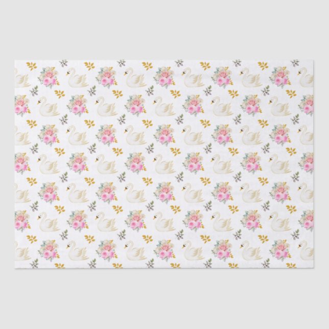 Swan Pink und Gold Rose Seidenpapier (Vorderseite)
