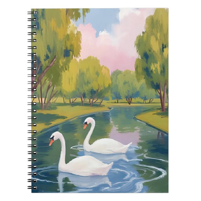 Swan Pond Boston Common Massachusetts Watercolor Notizblock (Vorderseite)