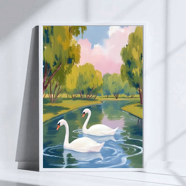 Swan Pond Boston Common Massachusetts Watercolor Poster (Von Creator hochgeladen)